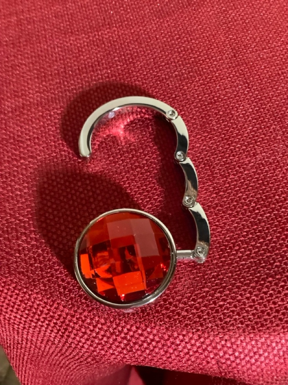 Silver-Tone Red Crystal Purse Hook - Women Jewelry